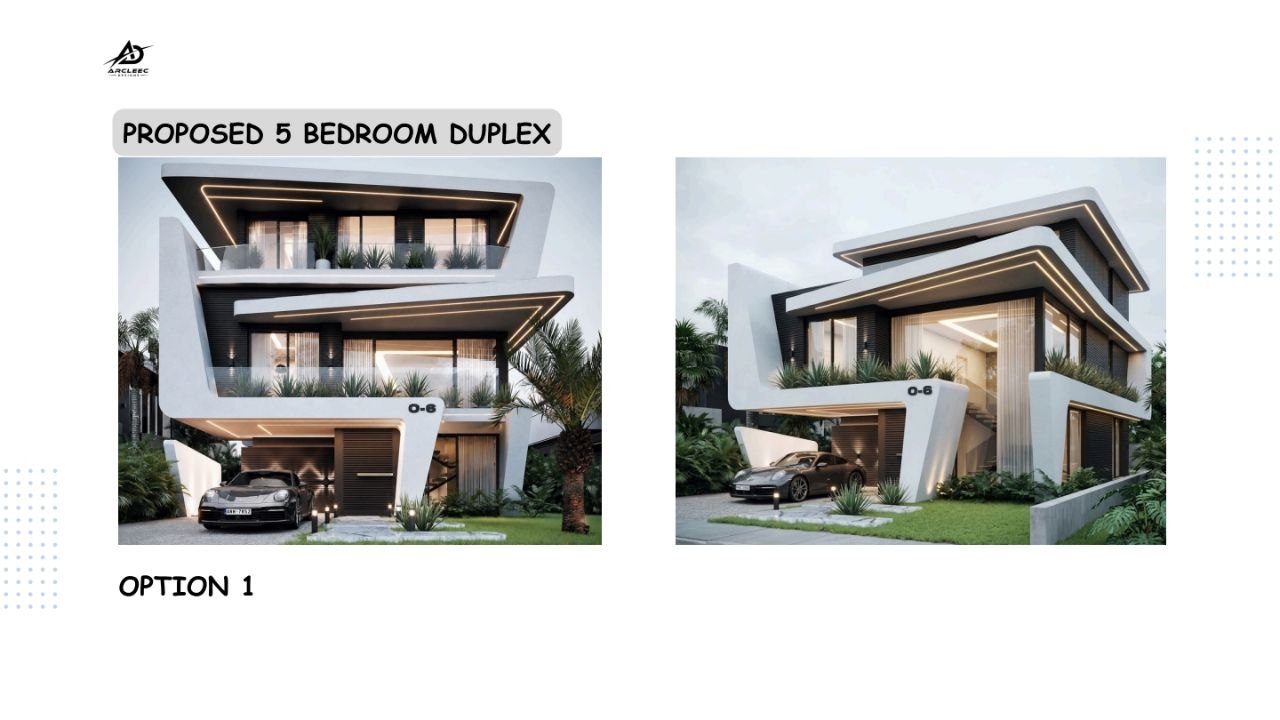 Architectural renders of the proposed five bedroom duplex, option one